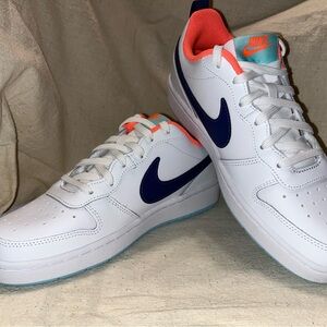 Nike Youth Court Borough Low 2, White, Navy Blue, Mango, Copa, Size 6Y, NWOT